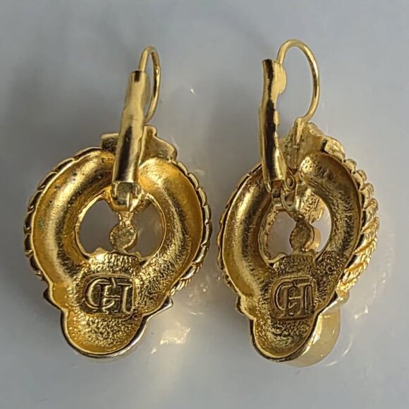 CAROLINA HERRERA PIECED EAR DOOR KNOCKER DANGLE EARRINGS - RARE! - Picture 8 of 10